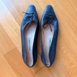 Manolo Blahnik Black Leather Flats